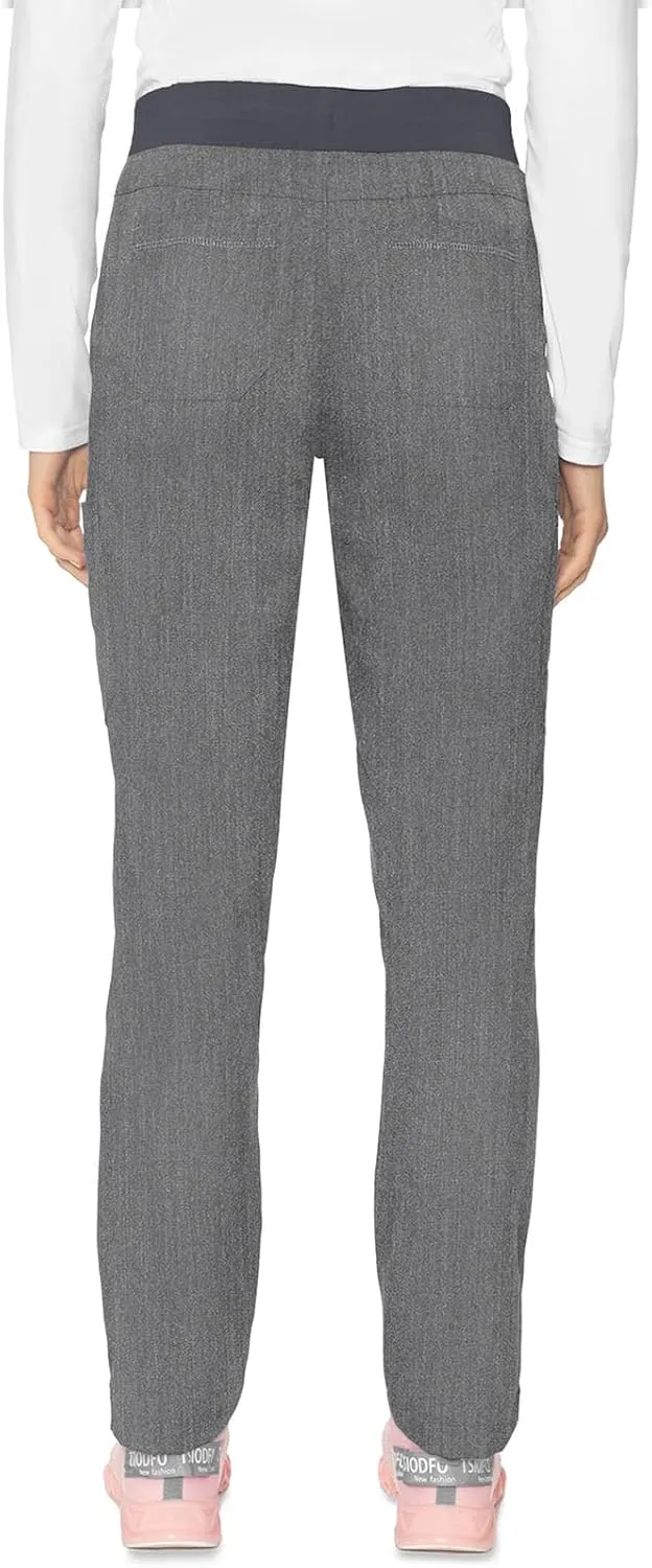 Med Couture Scrub Pants for Women, Jersey Waist Yoga Bottoms, 6 Pockets with Mid Rise Drawstring Waistband - MC7725
