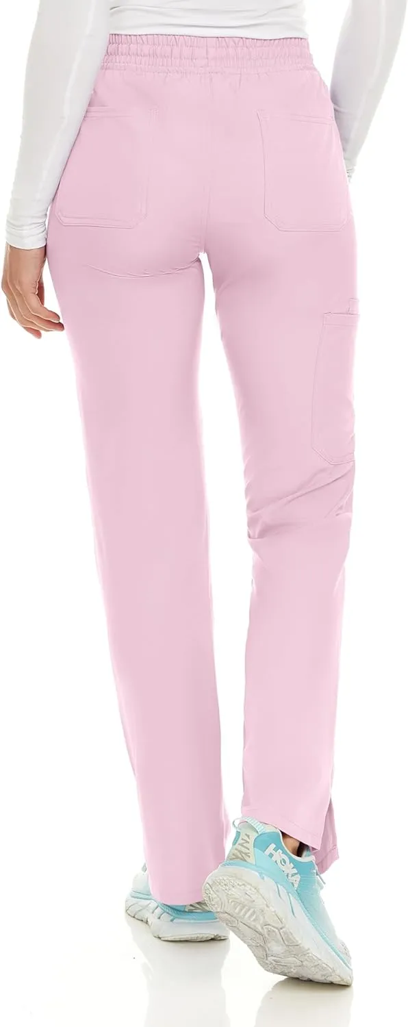 MediChic Women's Straight Leg Six Pocket Cargo Scrub Pants with 4-Way Stretch Scrubs