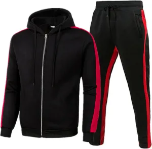 Men's 2 Pieces Tracksuits Running Sports Suits, Full Zip Hoodies Jackets & Drawstring Waistband Sweatpants Sweatsuits