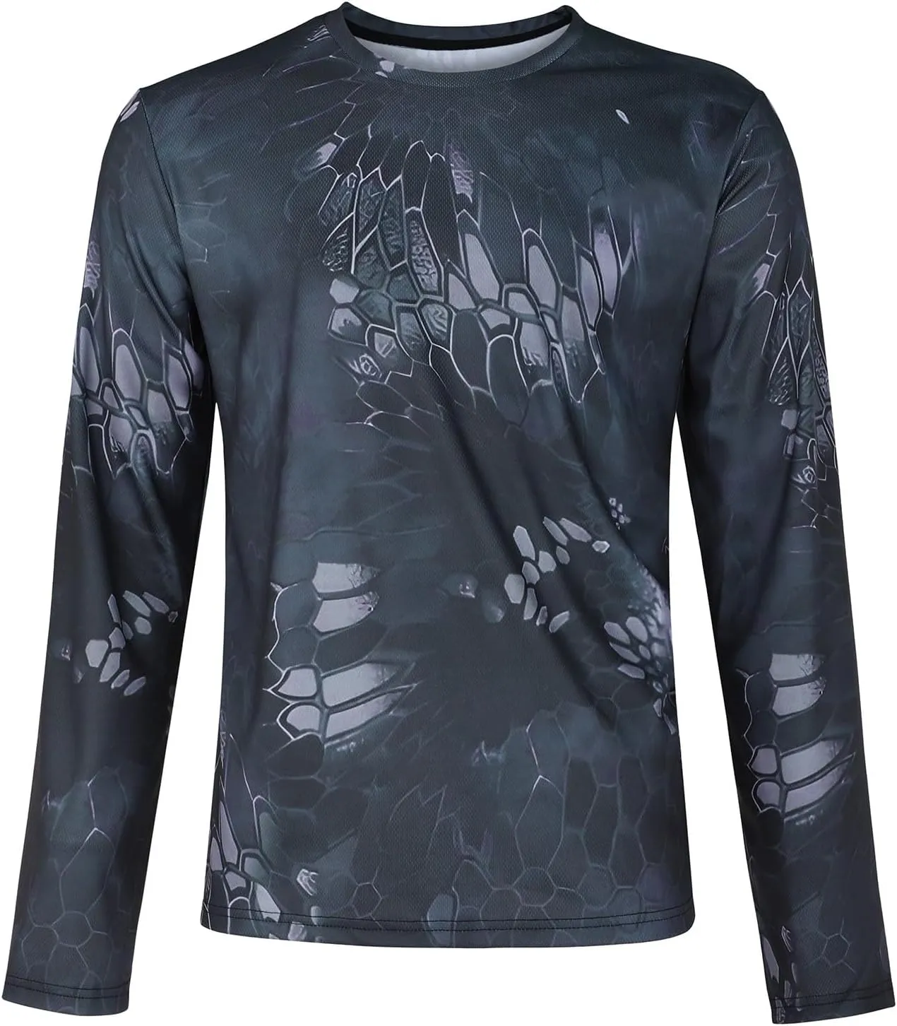 Men's Camo T Shirts Casual Long Sleeve Crew Neck Compression Shirt Outdoor Hunting T-Shirt Gym Athletic Running Tops