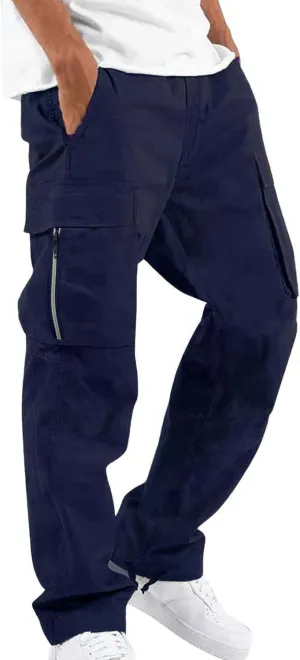 Men's Cargo Casual Sweatpants Multi-Pocket Durable Cargo Pants Casual Baggy Cargo Work Travel Pants Loose Fit Pants
