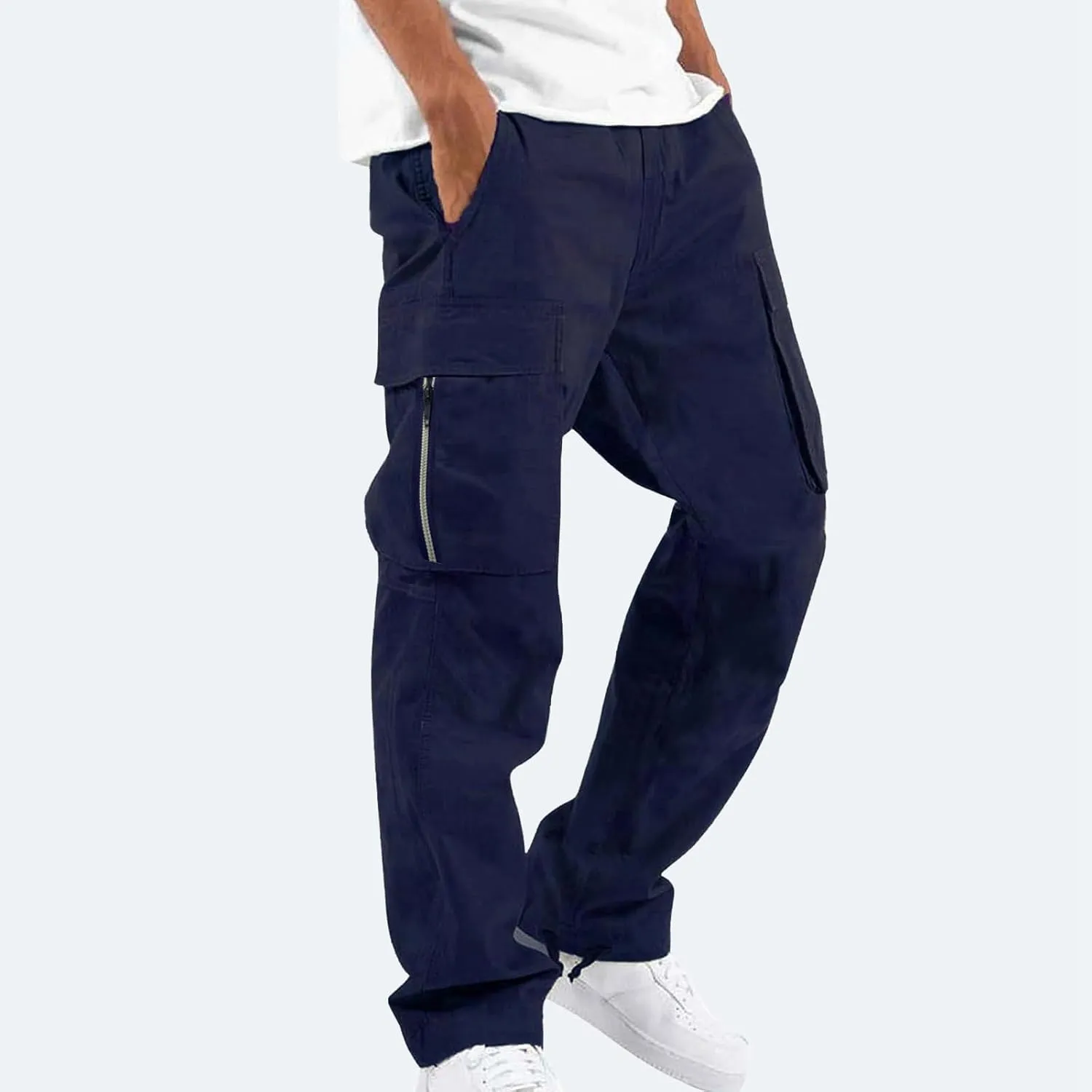 Men's Cargo Casual Sweatpants Multi-Pocket Durable Cargo Pants Casual Baggy Cargo Work Travel Pants Loose Fit Pants
