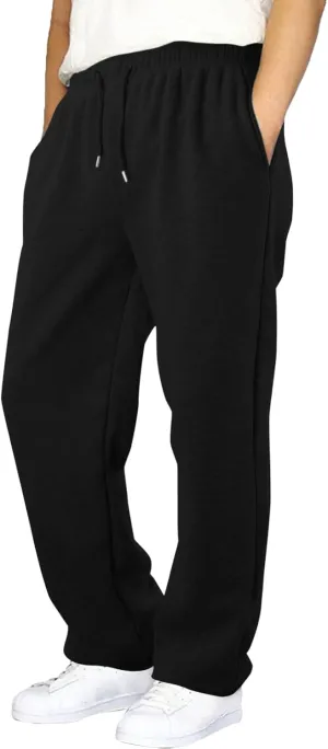 Mens Fleece Lined Sweatpants Baggy Joggers Pants Wide Leg Workout Pants Elastic Waist Cargo Sweatpants Casual Bottoms