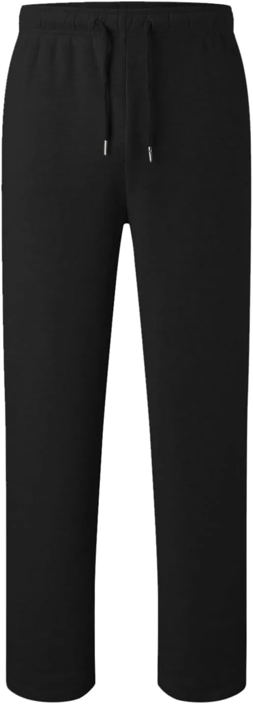 Mens Fleece Lined Sweatpants Baggy Joggers Pants Wide Leg Workout Pants Elastic Waist Cargo Sweatpants Casual Bottoms