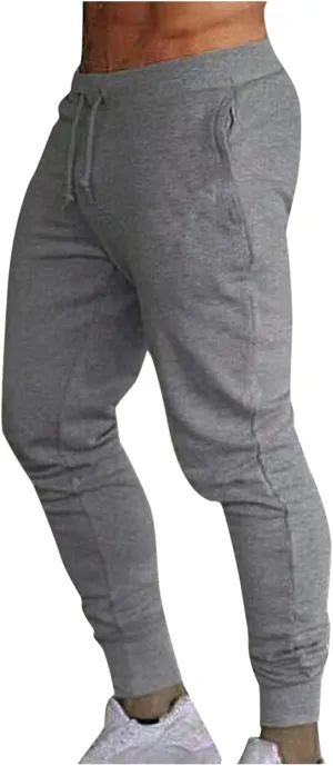 Men's Jogger Sweatpants Elastic Waist Drawstring Athletic Pants Tapered Track Pants with Pockets for Soccer Running Workout