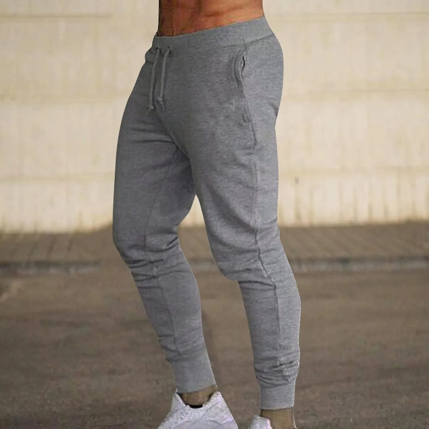 Men's Jogger Sweatpants Elastic Waist Drawstring Athletic Pants Tapered Track Pants with Pockets for Soccer Running Workout