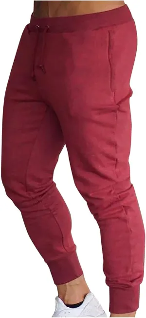 Men's Jogger Sweatpants Elastic Waist Drawstring Athletic Pants Tapered Track Pants with Pockets for Soccer Running Workout