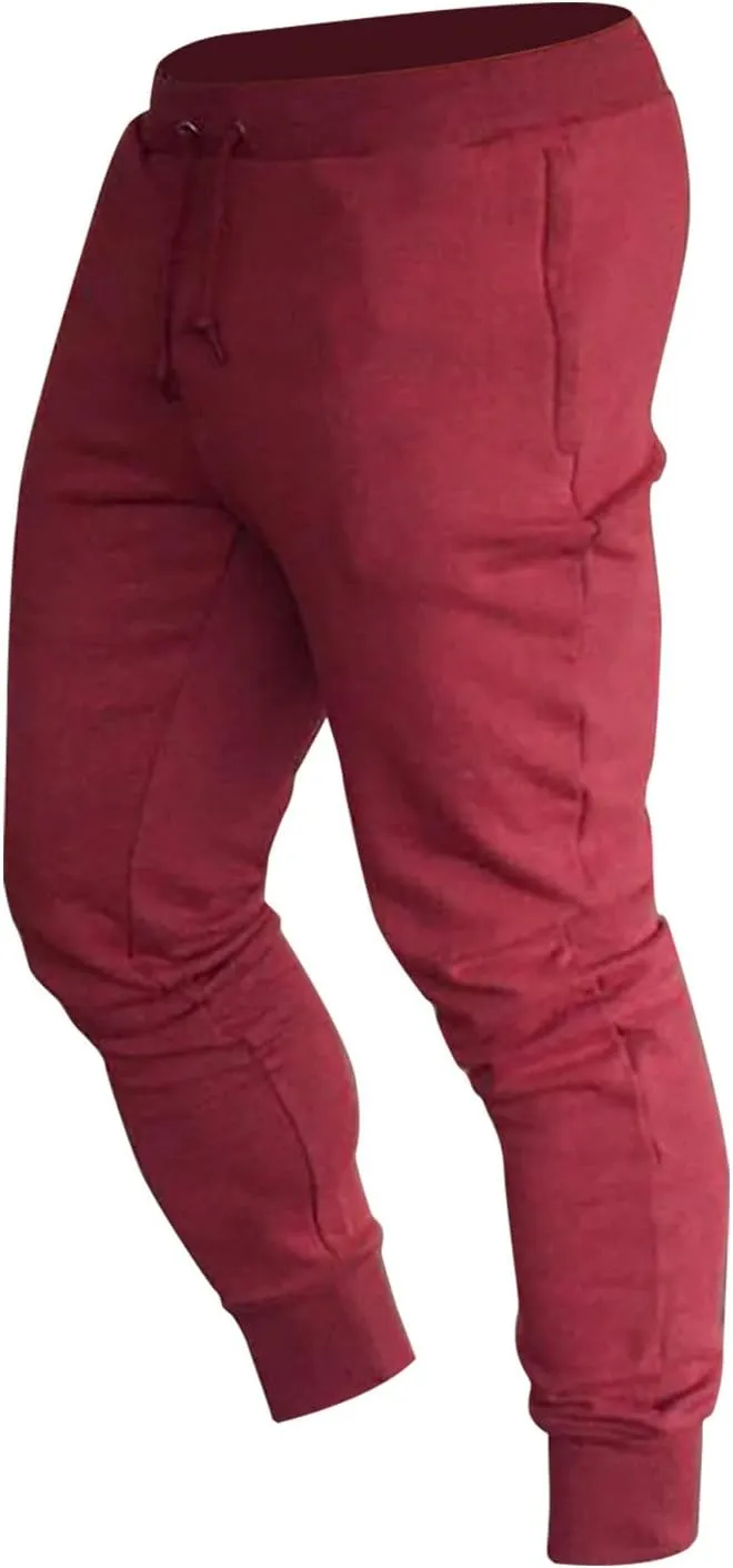 Men's Jogger Sweatpants Elastic Waist Drawstring Athletic Pants Tapered Track Pants with Pockets for Soccer Running Workout