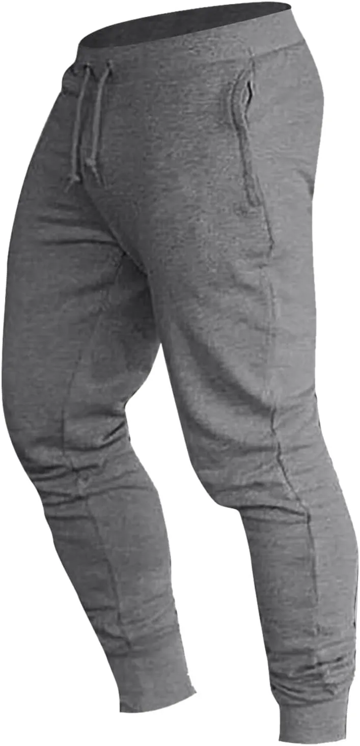 Men's Jogger Sweatpants Elastic Waist Drawstring Athletic Pants Tapered Track Pants with Pockets for Soccer Running Workout