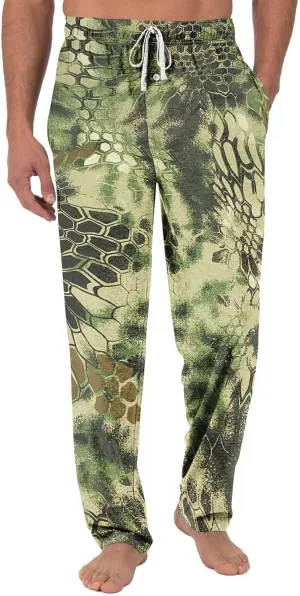 Mens Pajamas Pants Drawstring Soft Comfort Lounge Pjs Bottoms Camo Wide Leg Sleep Pant with Pockets