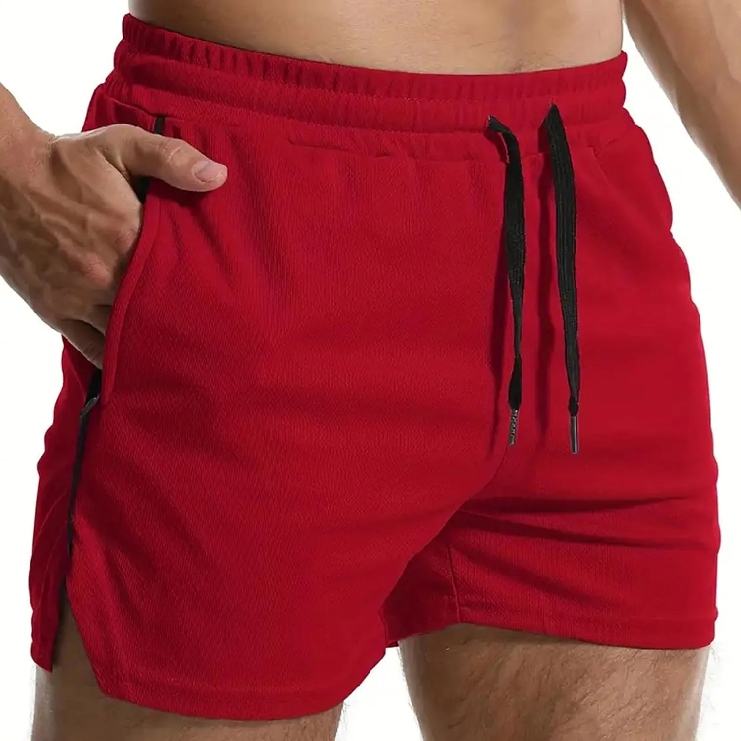 Mens Running Shorts Quick Dry Gym Athletic Workout Shorts Sports Split Bottoms for Men with Pockets