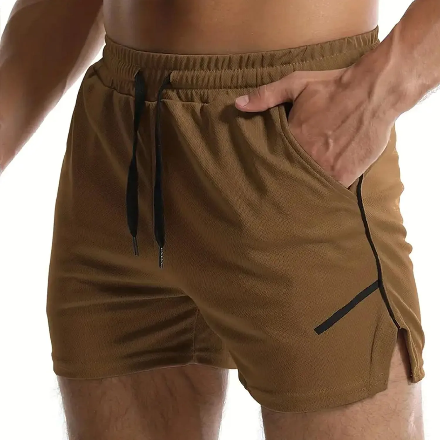 Mens Running Shorts Quick Dry Gym Athletic Workout Shorts Sports Split Bottoms for Men with Pockets