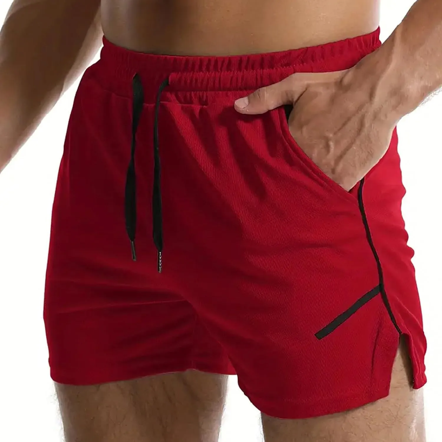 Mens Running Shorts Quick Dry Gym Athletic Workout Shorts Sports Split Bottoms for Men with Pockets