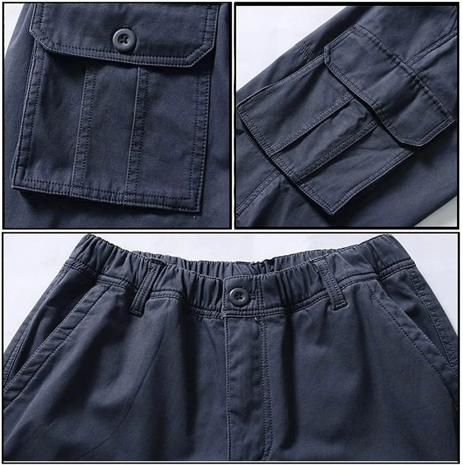 Men's Twill Pants Fashion Stretch Relaxed-Fit Cargo Pants Multi-Pocket Outdoor Sports Workout Athletic Work Pants