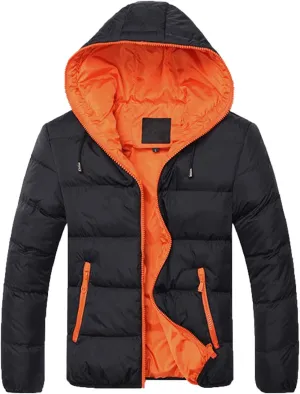 Men's Winter Coat Hooded Warm Quilted Puffer Jacket Water-resistant Cold Weather Ski Parka Jackets Full Zip Down Jacket
