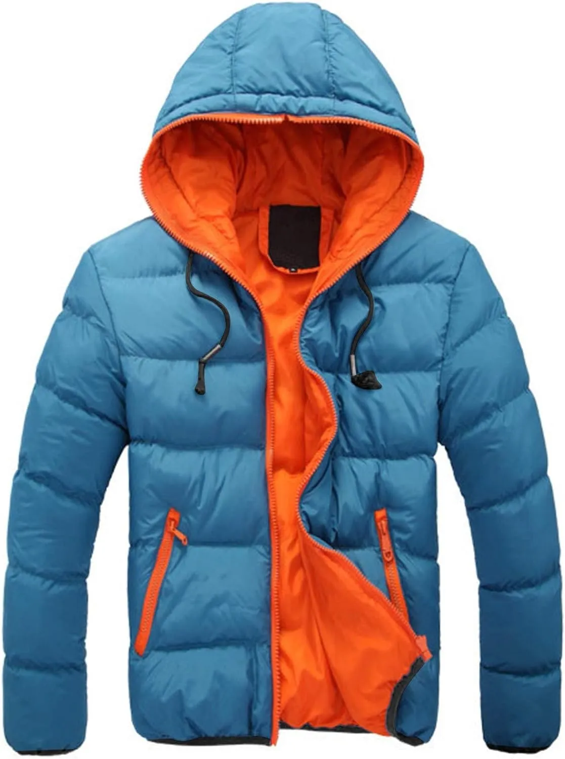 Men's Winter Coat Hooded Warm Quilted Puffer Jacket Water-resistant Cold Weather Ski Parka Jackets Full Zip Down Jacket
