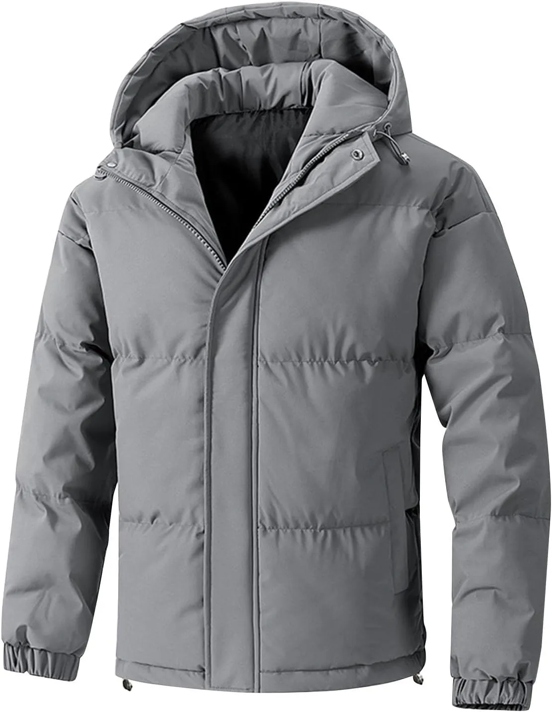Mens Winter Puffer Jackets Warm Down Coats Zip Up Hoodies Padded Quilted Jacket Puffy Parka Overcoats Thick Outerwear