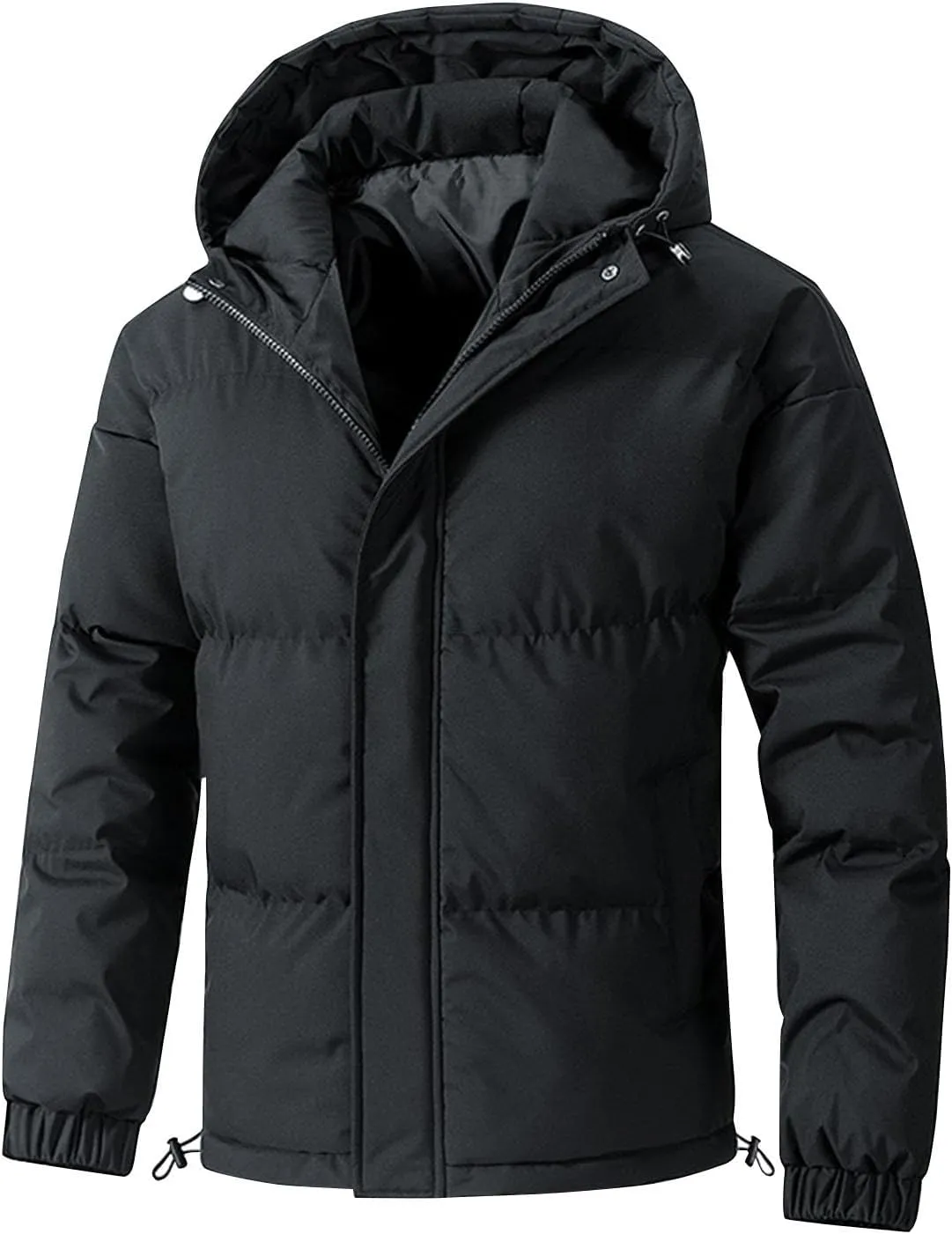 Mens Winter Puffer Jackets Warm Down Coats Zip Up Hoodies Padded Quilted Jacket Puffy Parka Overcoats Thick Outerwear