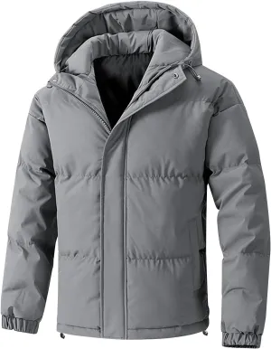 Mens Winter Puffer Jackets Warm Down Coats Zip Up Hoodies Padded Quilted Jacket Puffy Parka Overcoats Thick Outerwear