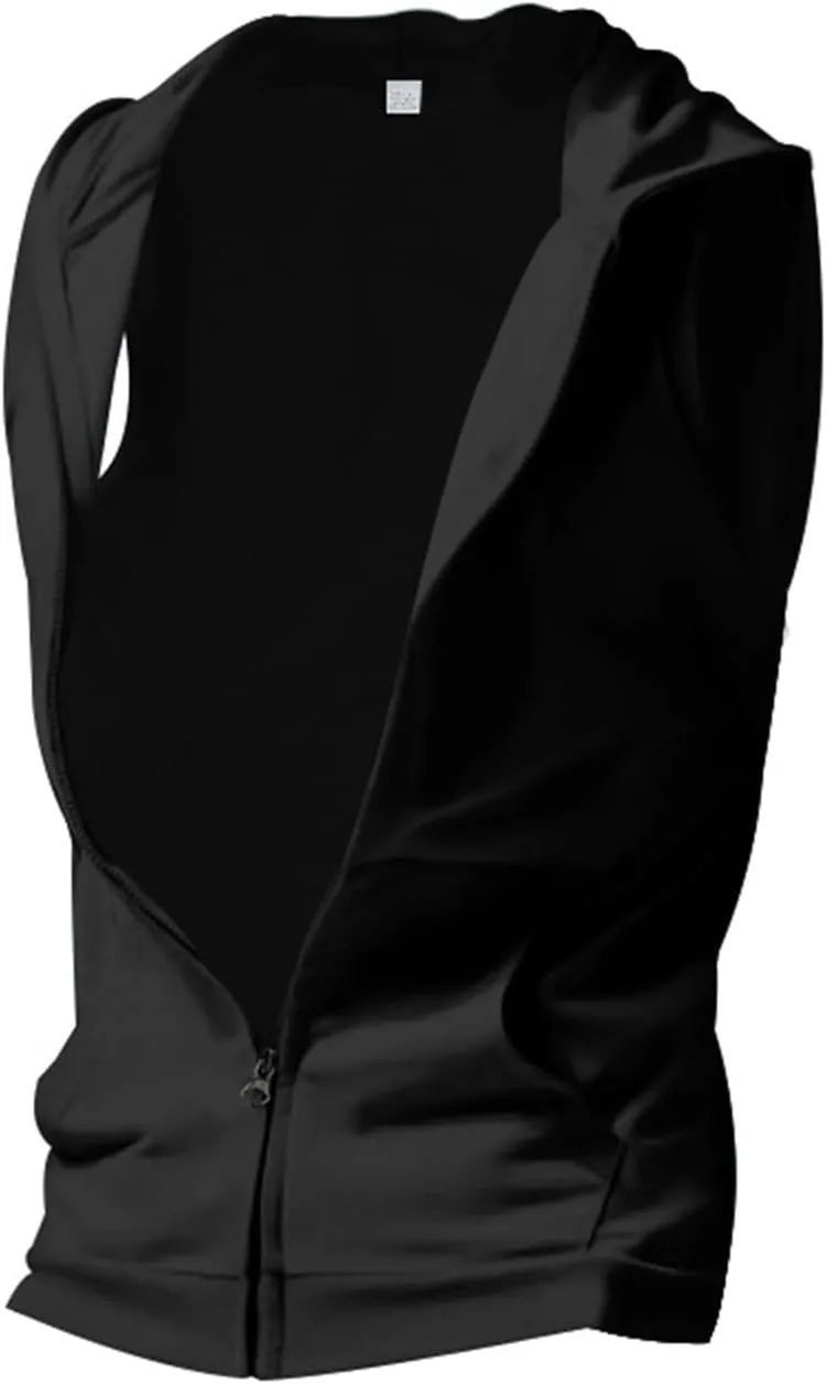Men's Workout Hooded Tank Tops Sleeveless Bodybuilding Gym T-Shirts Full Zip Sport Fitness Training Vests Muscle Shirt