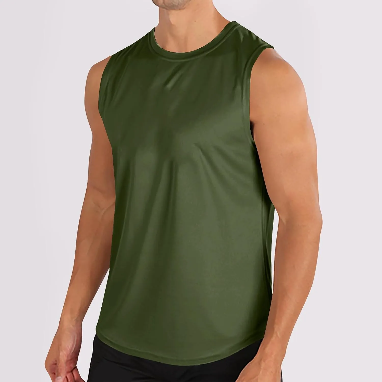Mens Workout Tank Tops Mesh Muscle Fitness Sleeveless Shirts Quick Dry Lightweight Basic Solid Running Training Tops