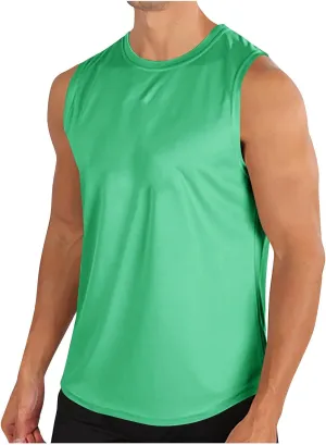 Mens Workout Tank Tops Mesh Muscle Fitness Sleeveless Shirts Quick Dry Lightweight Basic Solid Running Training Tops