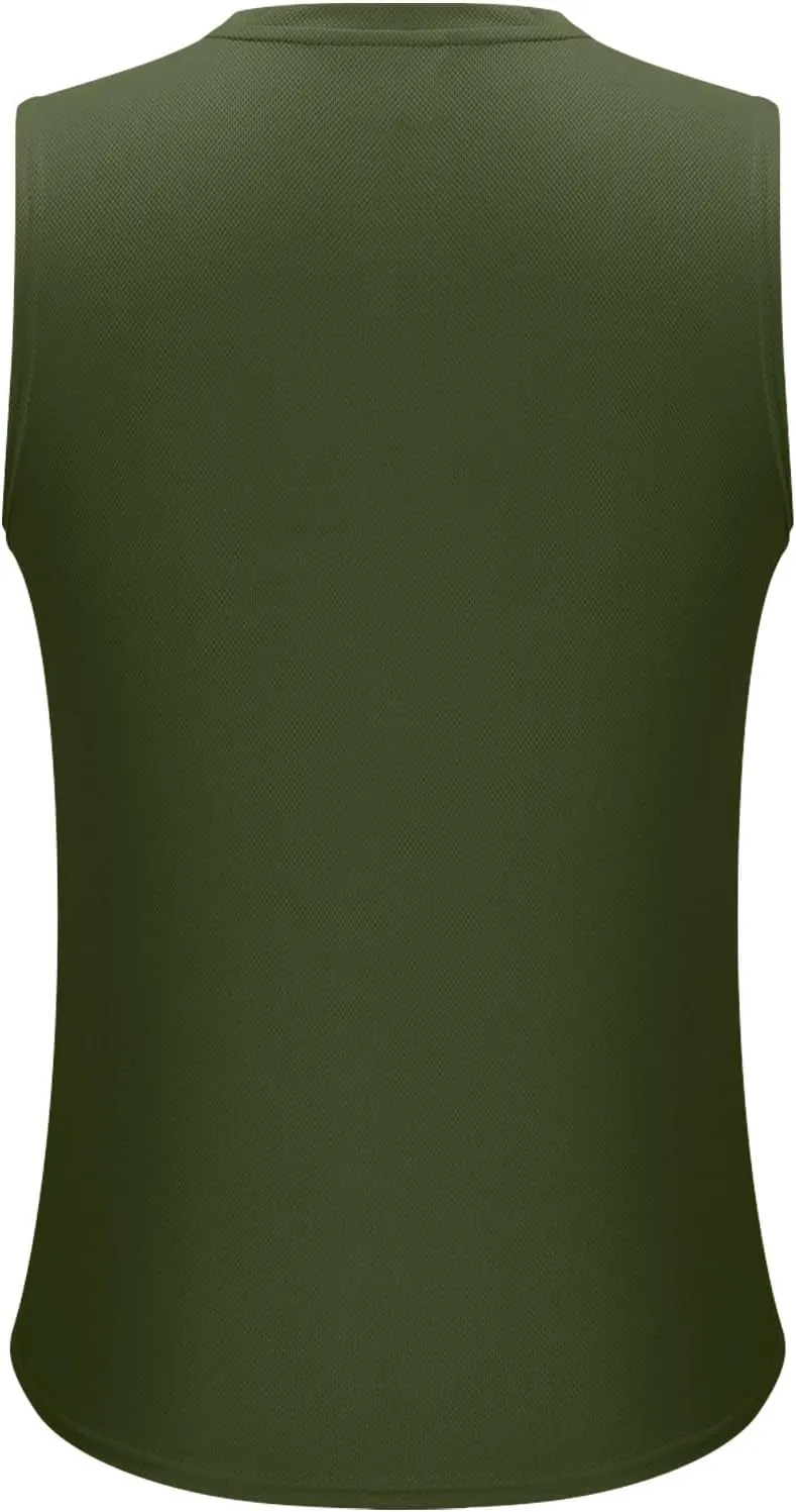 Mens Workout Tank Tops Mesh Muscle Fitness Sleeveless Shirts Quick Dry Lightweight Basic Solid Running Training Tops