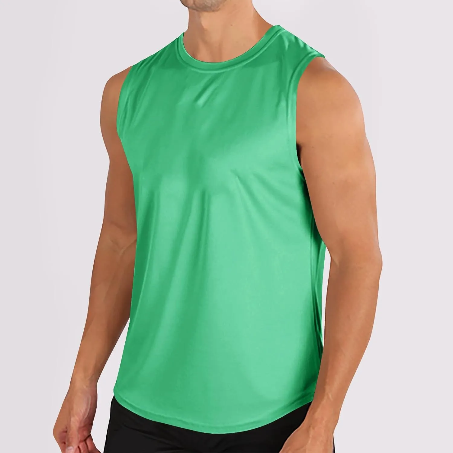 Mens Workout Tank Tops Mesh Muscle Fitness Sleeveless Shirts Quick Dry Lightweight Basic Solid Running Training Tops