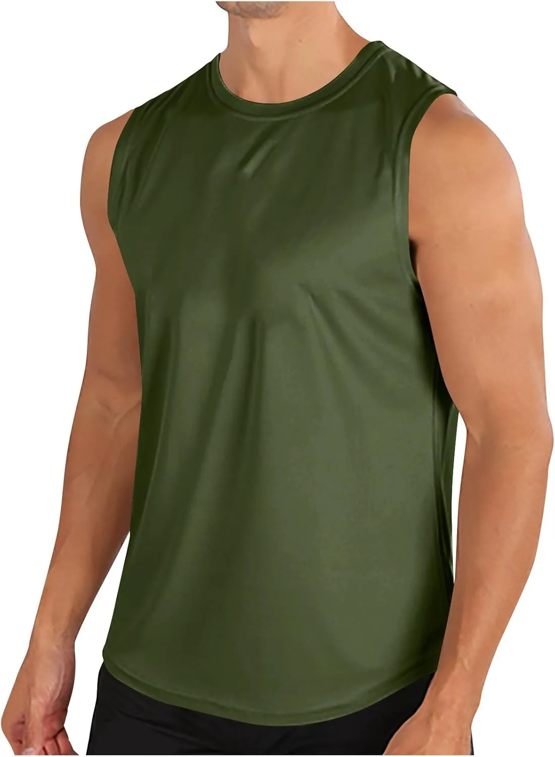 Mens Workout Tank Tops Mesh Muscle Fitness Sleeveless Shirts Quick Dry Lightweight Basic Solid Running Training Tops