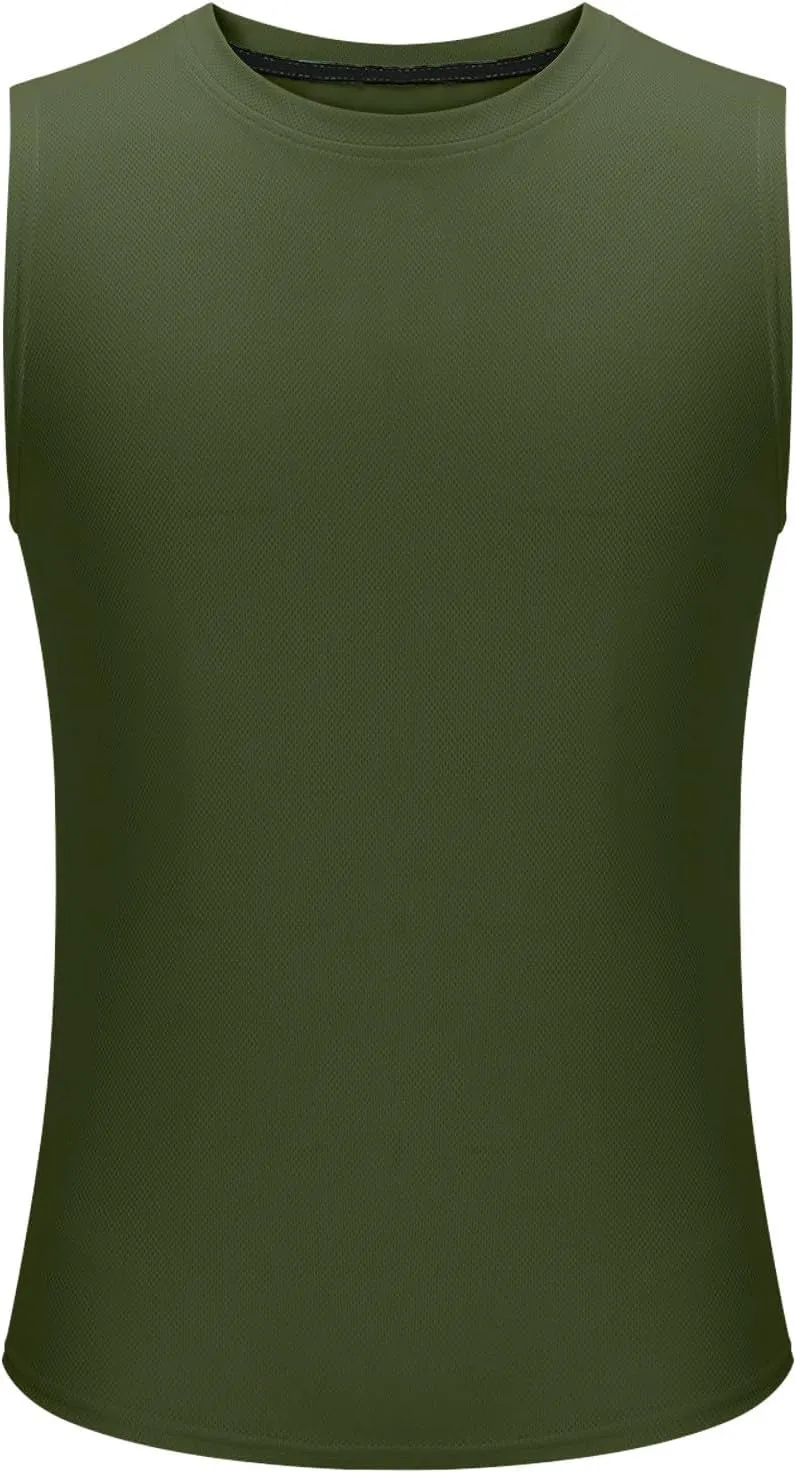 Mens Workout Tank Tops Mesh Muscle Fitness Sleeveless Shirts Quick Dry Lightweight Basic Solid Running Training Tops