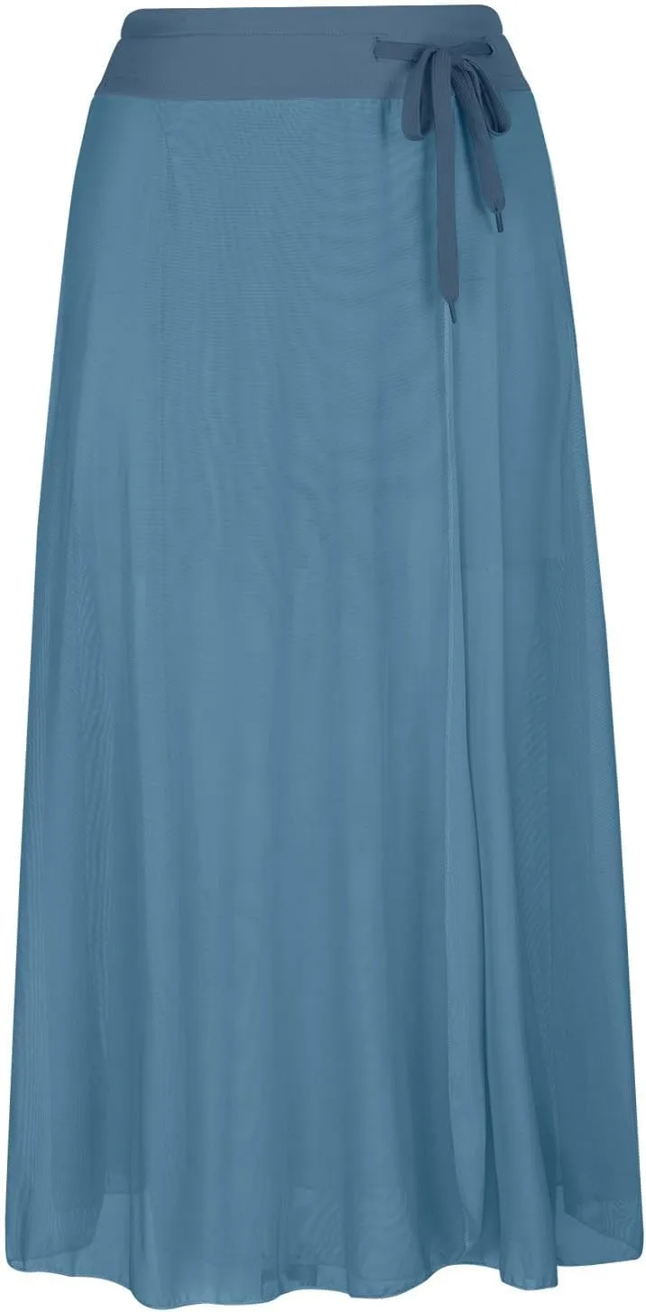 Mesh Tulle Skirts for Women Flowy Lace Up Elastic High Waisted Maxi Skirts Solid Color Pleated Swing Long Skirts