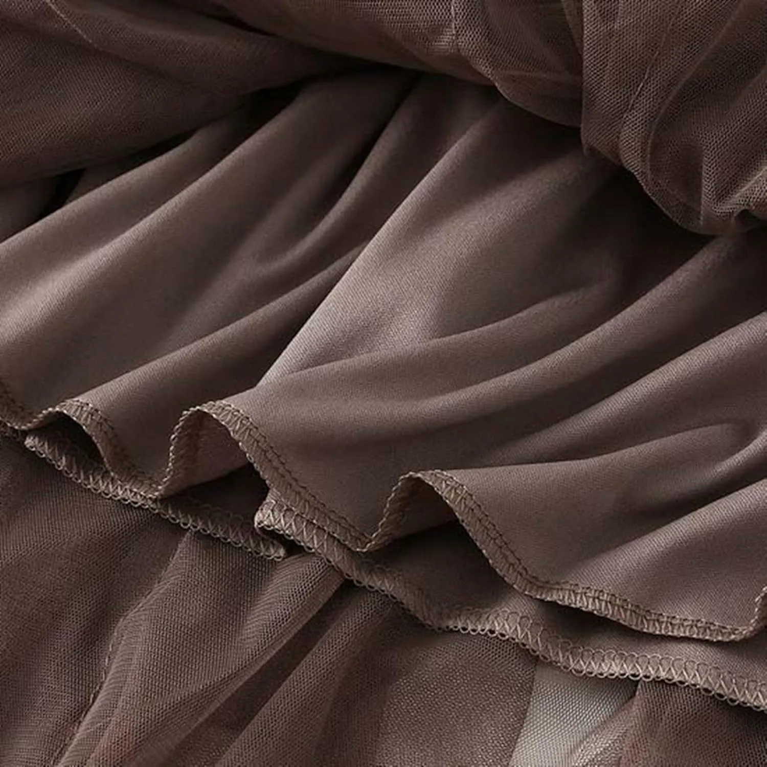 Midi Skirts for Women Lightweight Tummy Control High Elastic Waist Lace Sheer Ruffle Hem A-Line Palazzo Skirts
