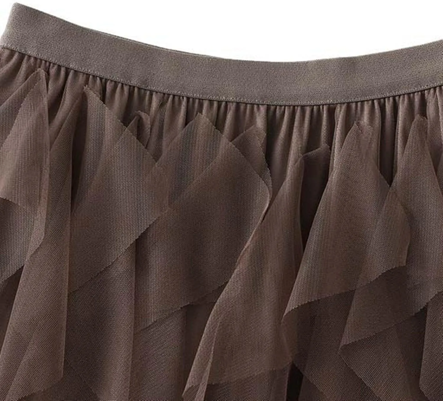 Midi Skirts for Women Lightweight Tummy Control High Elastic Waist Lace Sheer Ruffle Hem A-Line Palazzo Skirts
