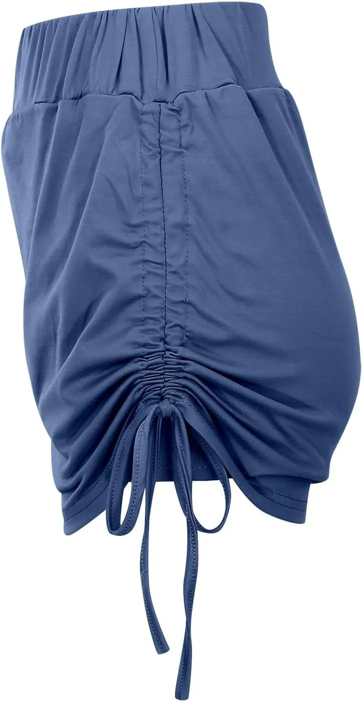 Mini Skirts for Women with Liner High Elastic Waist Side Lace Up Sports Mini Skirt Shorts for Women Trendy Clothes