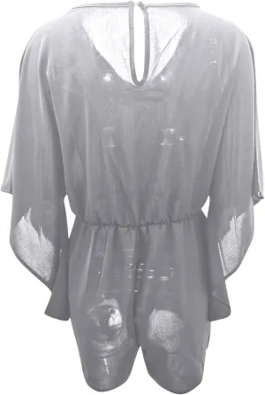Oplxuo Womens Summer Rompers Flowy Batwing Short Sleeve Lightweight Baggy Shorts Jumpsuits Casual One Piece Beach Outfits