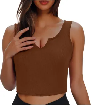 Oplxuo Womens V-Neck Ribbed Tank Tops Cropped Slim Fit Y2K Going Out Sleeveless Shirts