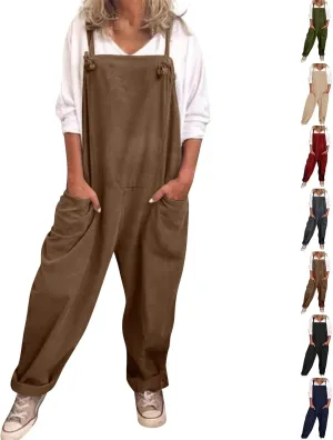 Overalls for Women Linen Plus Size Casual Sleeveless Jumpsuits Loose Fit Adjustable Straps Rompers Bib Overall