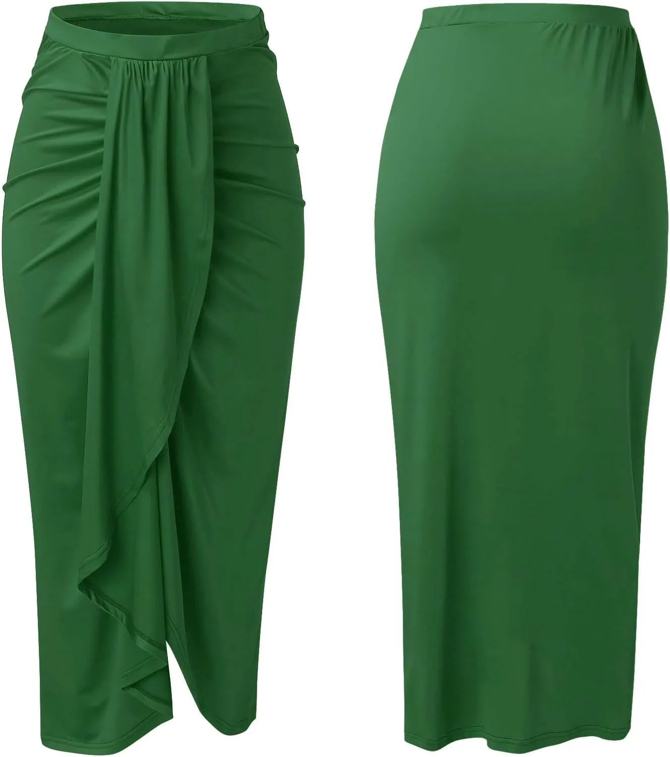 Pencil Skirt for Women Tummy Control Summer Flowy High Elastic Waist Slim Fit Stretchy Midi Skirts for Going Out