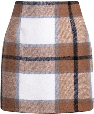 Plaid Skirts for Women Mini Skirts High Waisted Short Wool Skirts A Line Knee Length Pencil Skirt