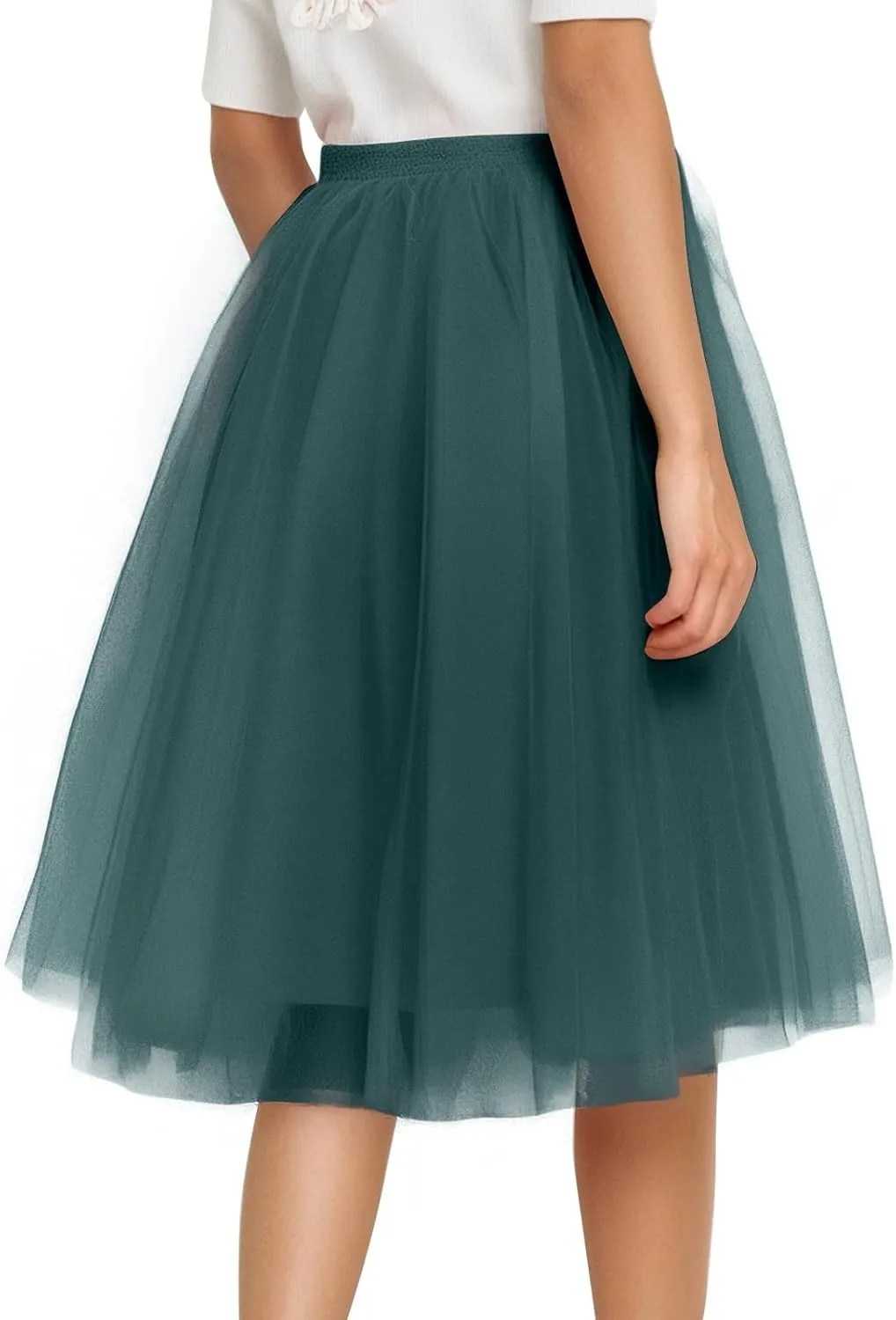 Pleated Dance Skirts for Women Tulle Skirt Knee Length 6-Layered Wedding Party Homecoming Prom Dress