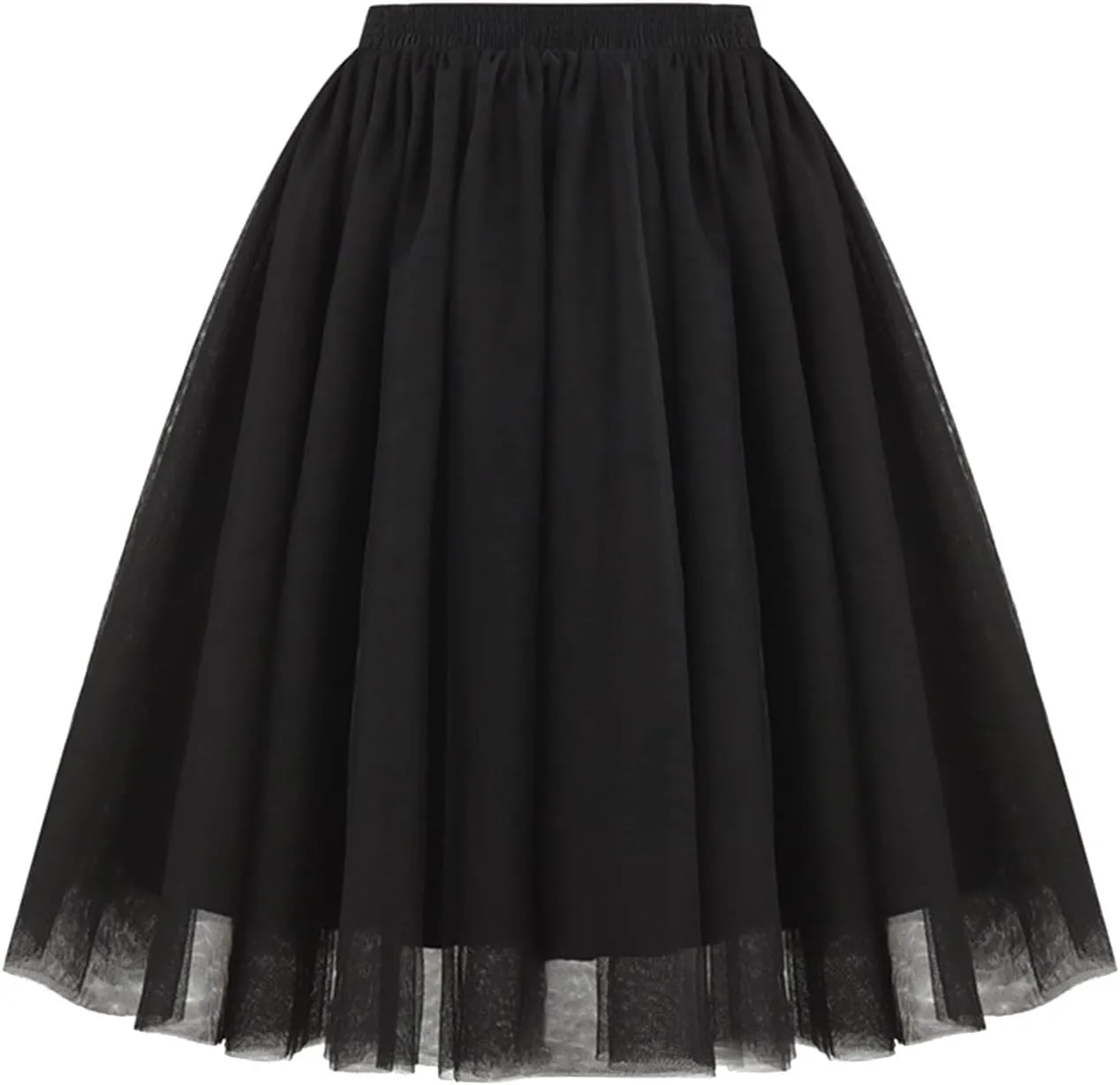 Pleated Dance Skirts for Women Tulle Skirt Knee Length 6-Layered Wedding Party Homecoming Prom Dress