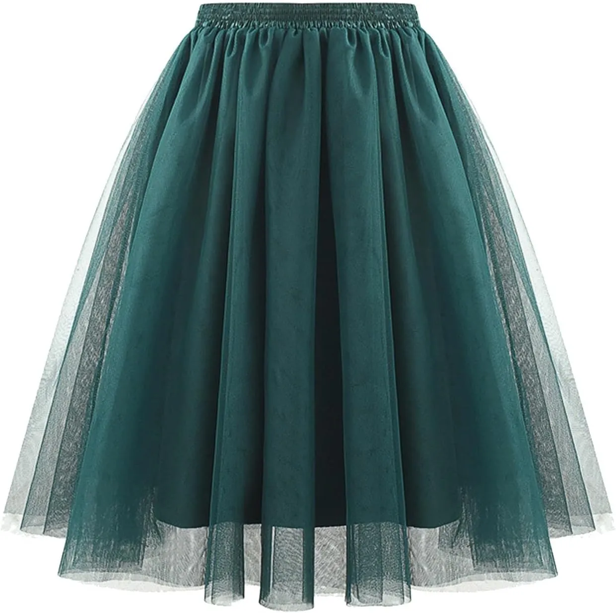 Pleated Dance Skirts for Women Tulle Skirt Knee Length 6-Layered Wedding Party Homecoming Prom Dress