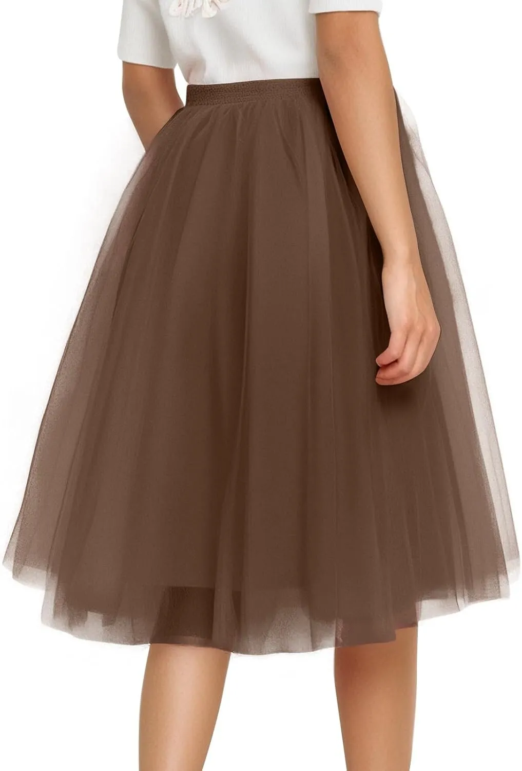 Pleated Dance Skirts for Women Tulle Skirt Knee Length 6-Layered Wedding Party Homecoming Prom Dress