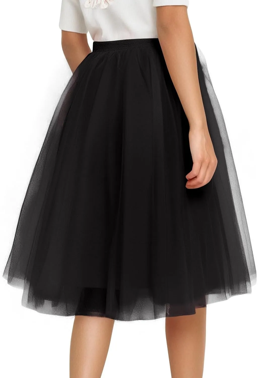 Pleated Dance Skirts for Women Tulle Skirt Knee Length 6-Layered Wedding Party Homecoming Prom Dress