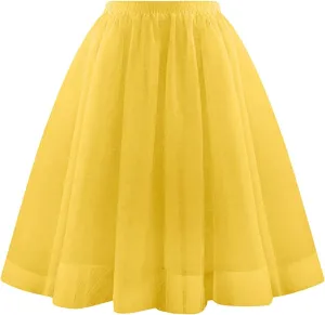 Pleated Dance Skirts for Women Tulle Skirt Knee Length 6-Layered Wedding Party Homecoming Prom Dress