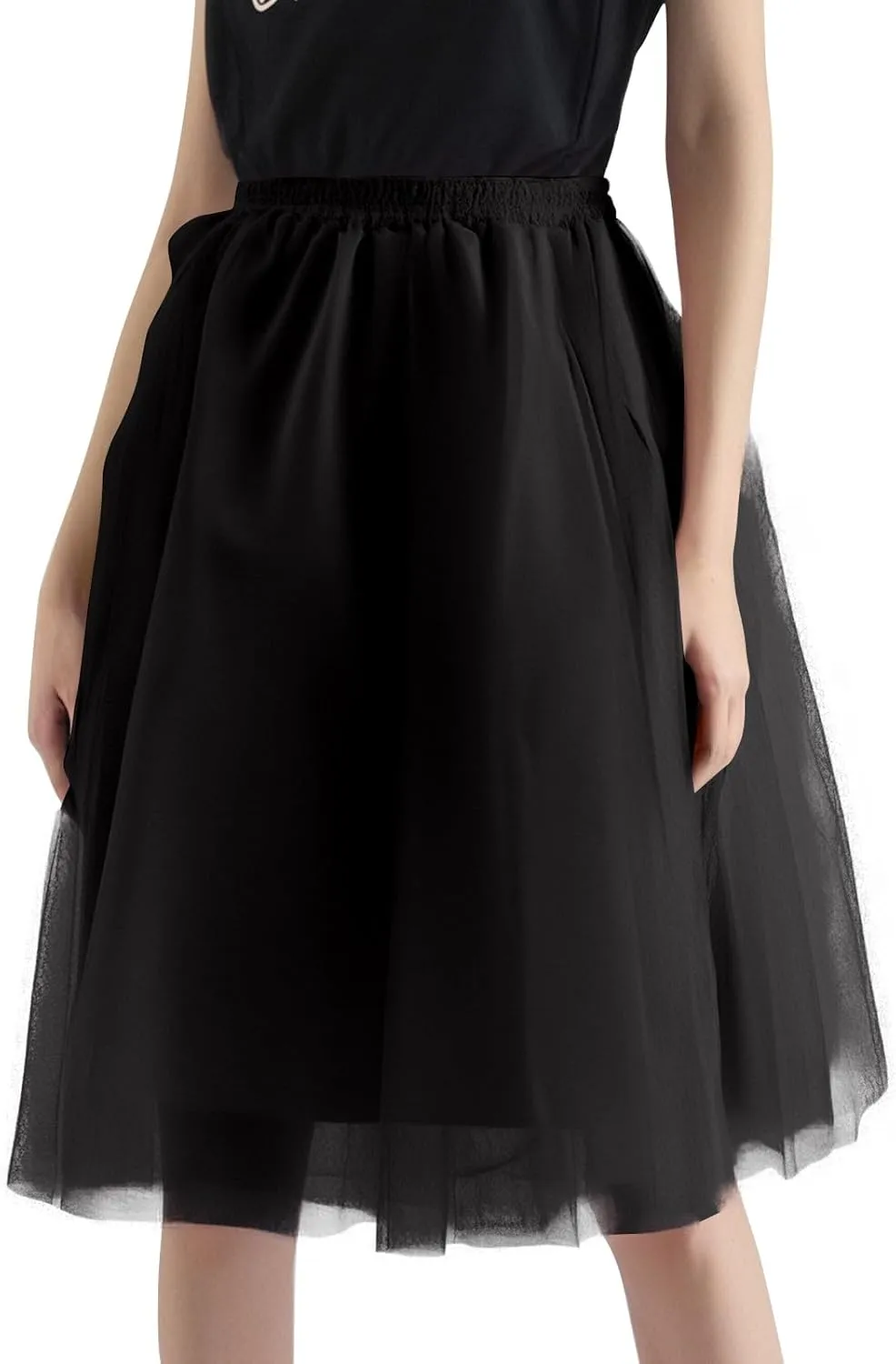 Pleated Dance Skirts for Women Tulle Skirt Knee Length 6-Layered Wedding Party Homecoming Prom Dress