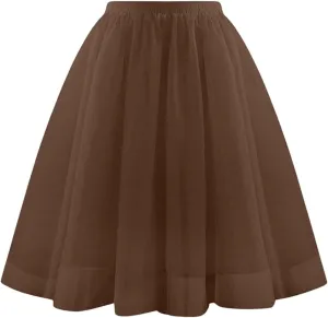 Pleated Dance Skirts for Women Tulle Skirt Knee Length 6-Layered Wedding Party Homecoming Prom Dress