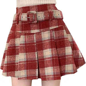 Pleated Skirts for Women High Waist A Line Skirts Plain Plaid Mini Skirts Casual Comfy Elegant Skirts Everydaywear