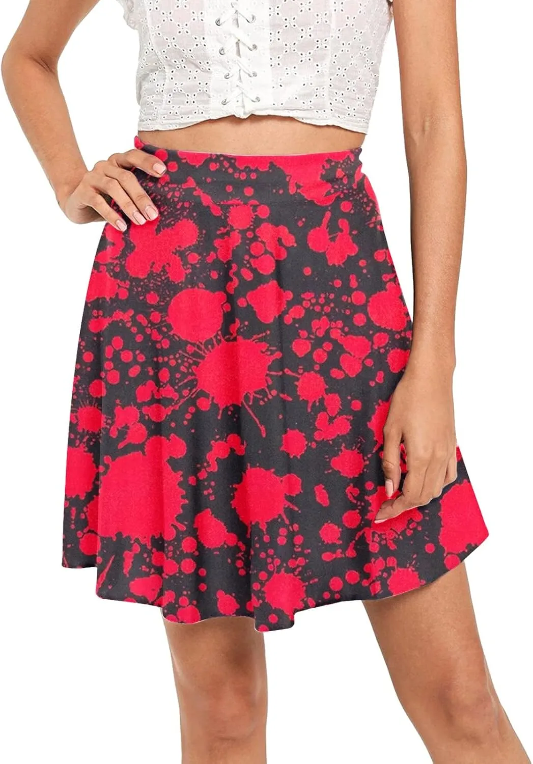 Pleated Skirts Womens Classic Daily Elegant Casual Mini Skirt Elastic High Waist Skirt Floral Print Skirts for
