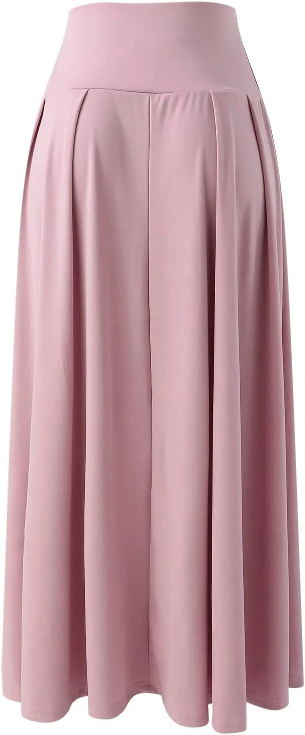 Plus Size Maxi Skirt with Bow Tie Womens Pleated A-Line Loose High Elastic Waist Casual Skirts Ladies Trendy Clothes